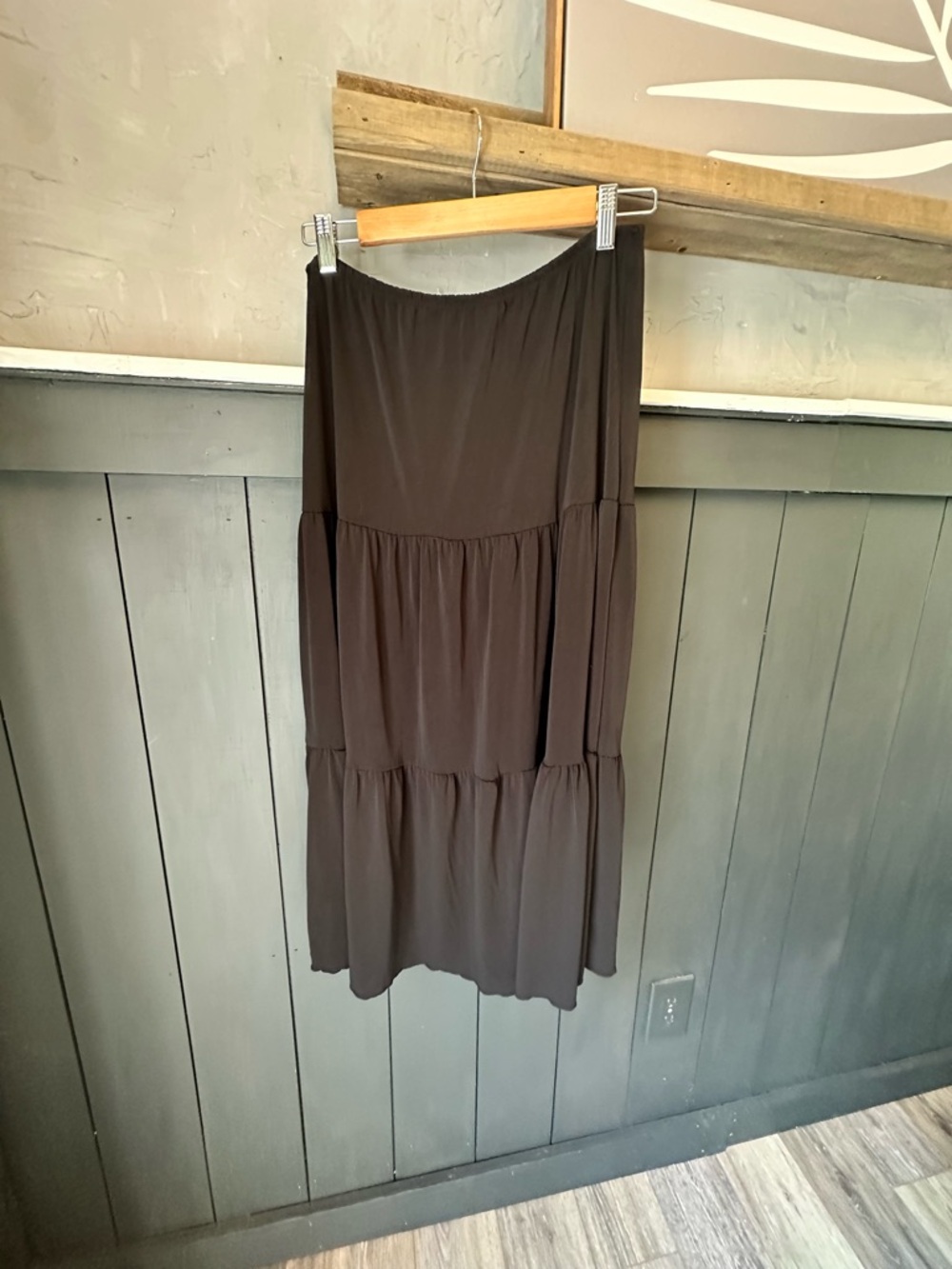 JKLA California Black Tiered Skirt Size M Boho Flowy Midi Skirt